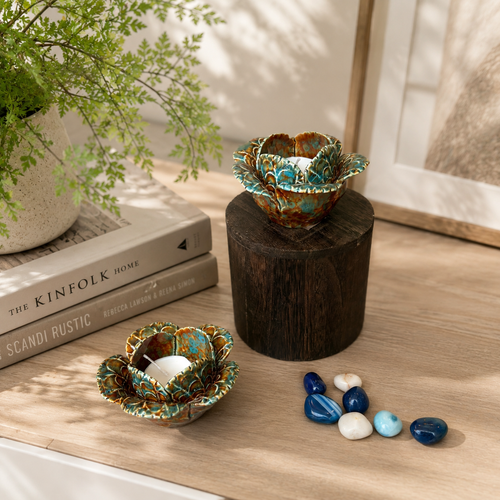 Floral  Bloom Ceramic T-Light Holder