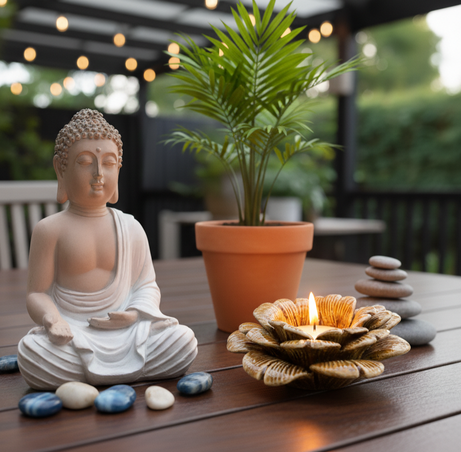 Floral Ceramic T-Light Holder – close-up detail view | INARA