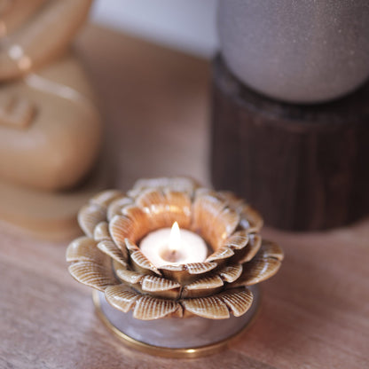 Floral Ceramic T-Light Holder – texture and finish detail | INARA