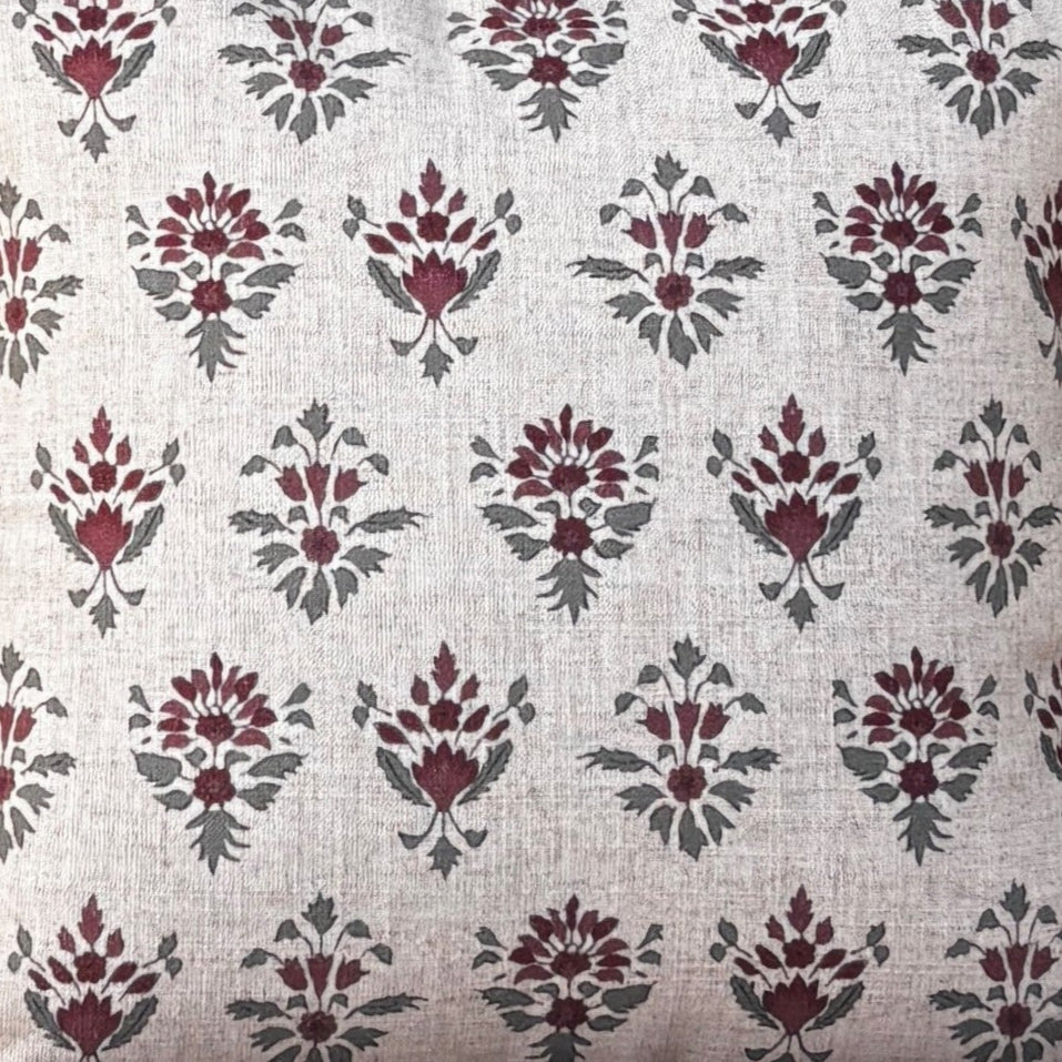 Floral Motif Linen Cushion Cover 16 x 16 – full product view | INARA
