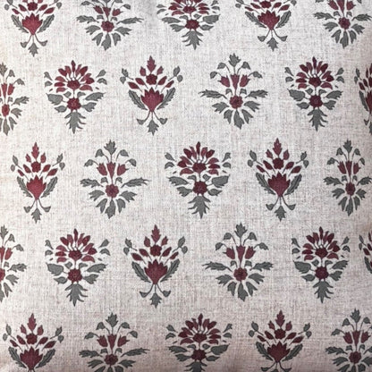 Floral Motif Linen Cushion Cover 16 x 16 – full product view | INARA