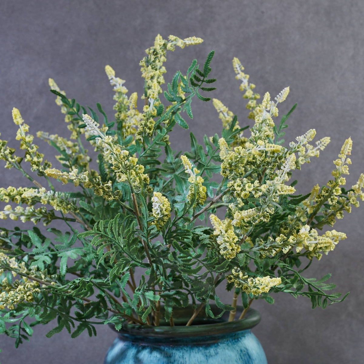 Artificial Foxtail Fern Stem Yellow - Set of 2 – close-up detail view | INARA