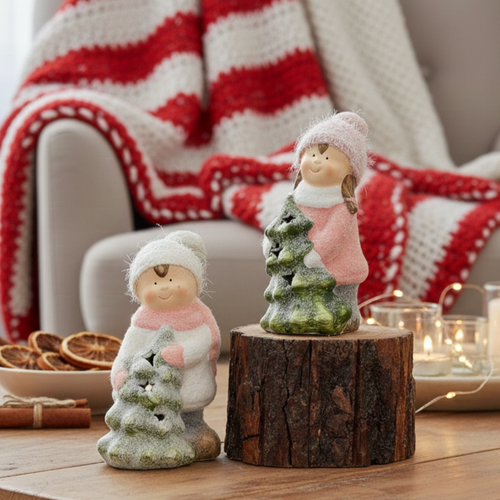 Frosted Winter Children Figurine – decorative objects & figurines home decor piece | INARA