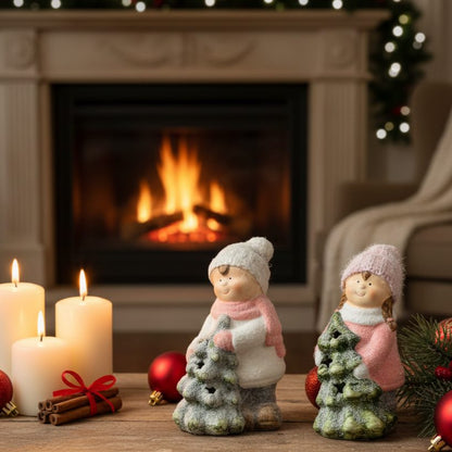 Frosted Winter Children Figurine – close-up detail view | INARA
