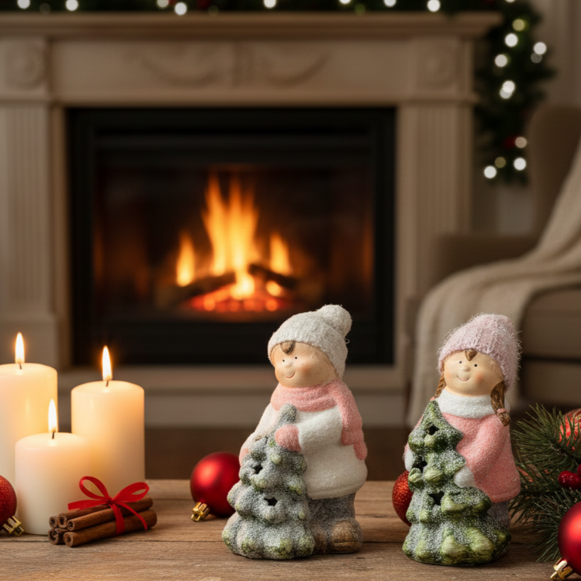Frosted Winter Children Figurine – close-up detail view | INARA
