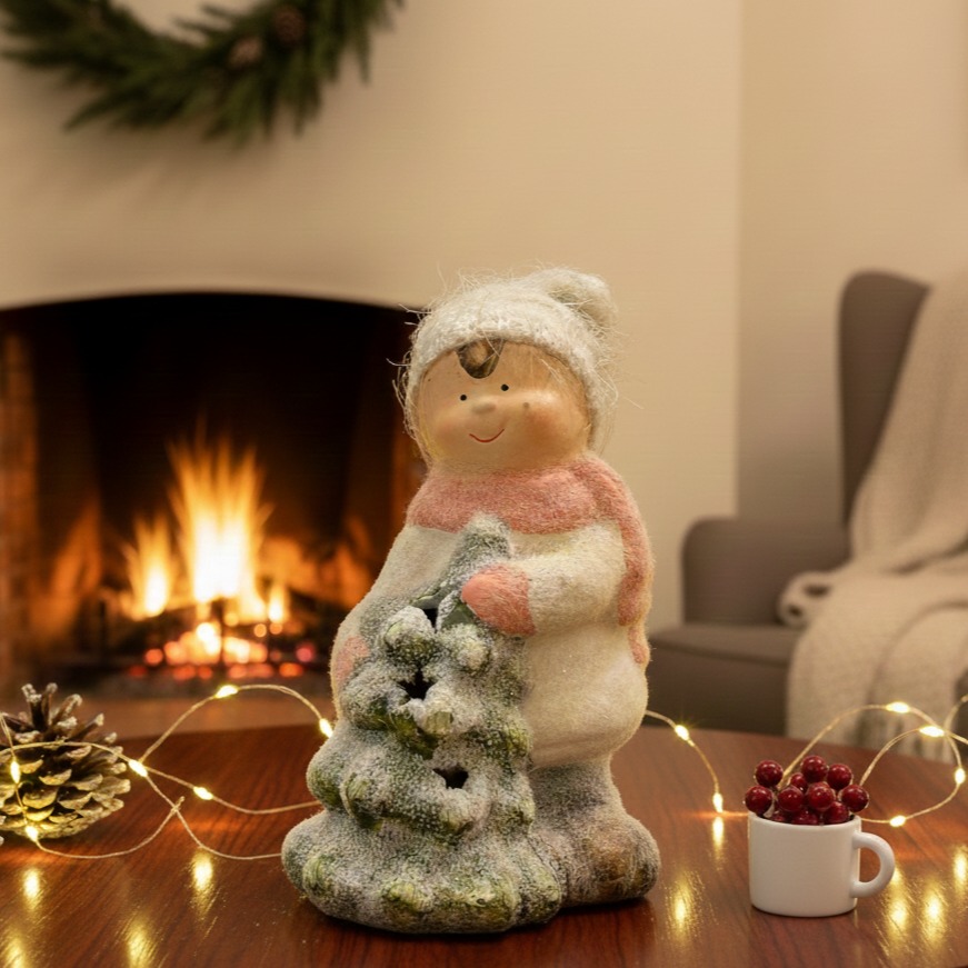 Frosted Winter Children Figurine – alternate angle | INARA