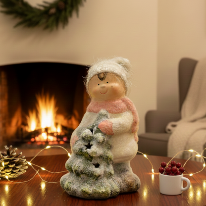 Frosted Winter Children Figurine – alternate angle | INARA
