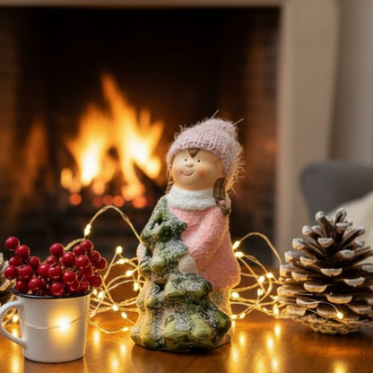 Frosted Winter Children Figurine – texture and finish detail | INARA