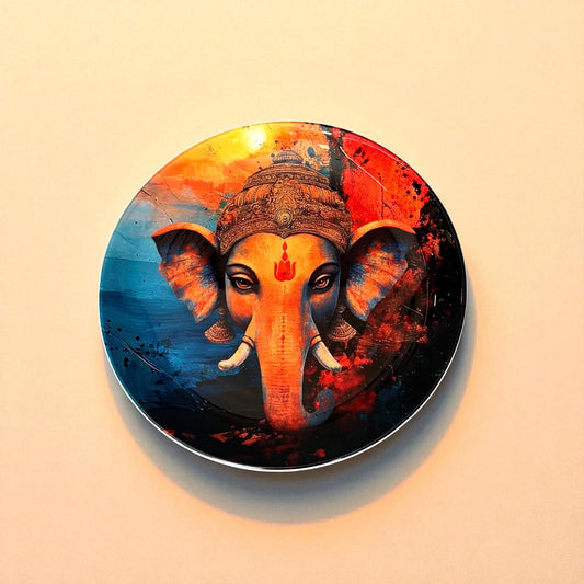 Ganpati Ceramic Wall Plate – Bring a bold touch of colour and culture to your walls with this eye-catching ceramic wall plate | INARA