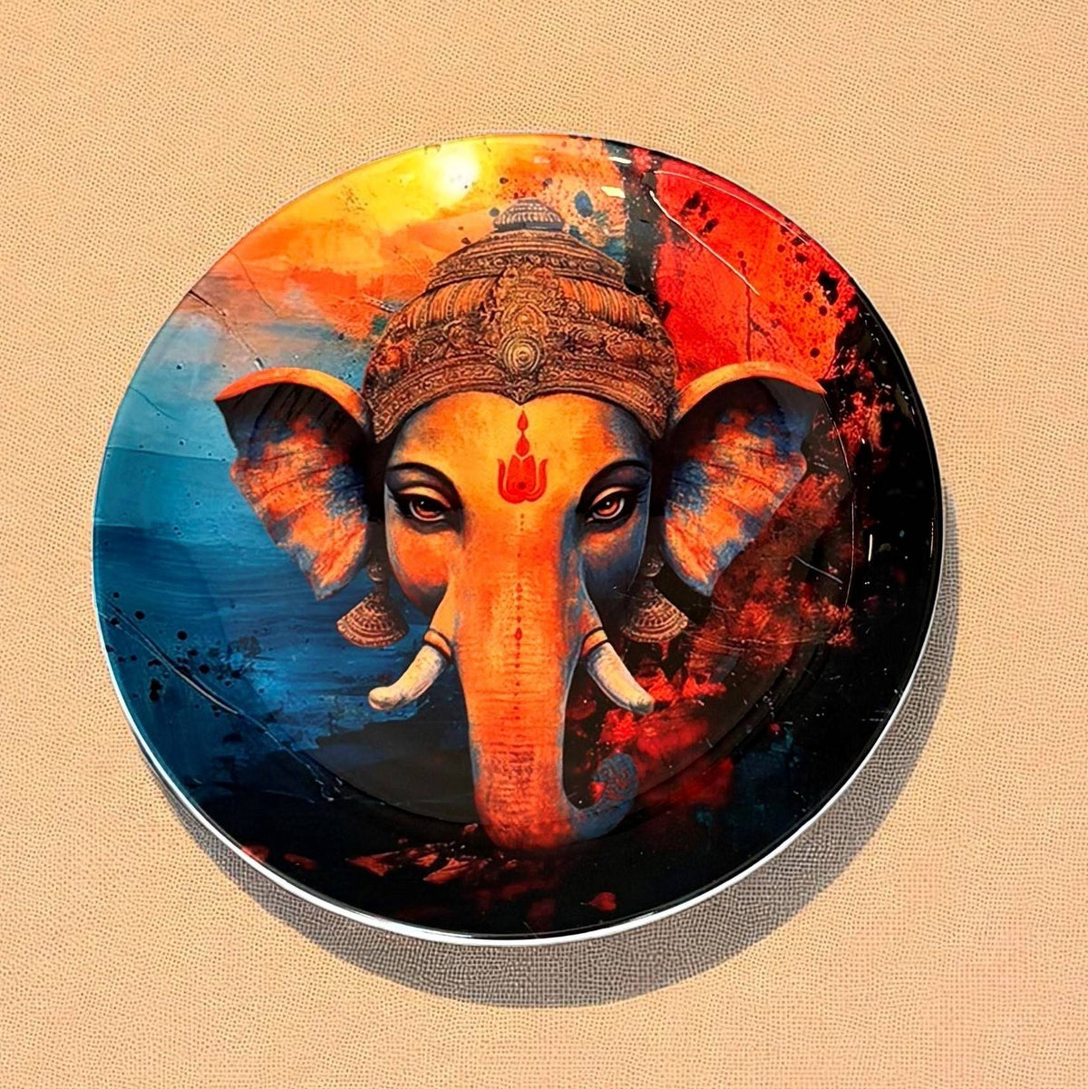 Ganpati Ceramic Wall Plate – close-up detail view | INARA