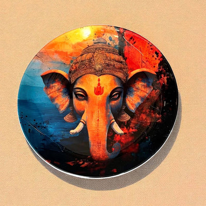 Ganpati Ceramic Wall Plate – close-up detail view | INARA