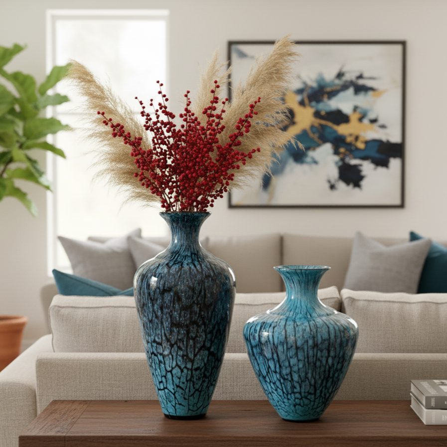 Glazed Glass Vase – Classic and serene with an exquisitely refined pattern, the Glazed Glass Vases evoke a timeless elegance that will never | INARA
