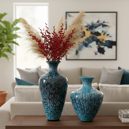 Glazed Glass Vase – Classic and serene with an exquisitely refined pattern, the Glazed Glass Vases evoke a timeless elegance that will never | INARA