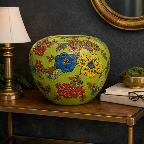 Floral bloom Hand-Painted Ceramic Vase