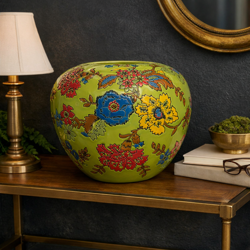 Floral bloom Hand-Painted Ceramic Vase