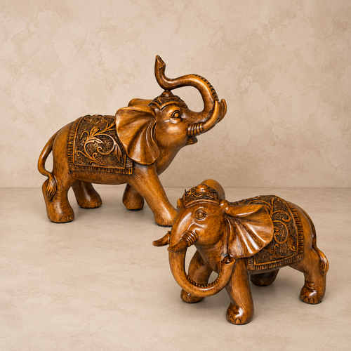 Happy Elephant Pair Sculpture