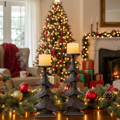 Rustic Christmas Tree Candlestand – close-up detail view | INARA