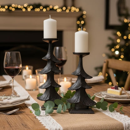 Rustic Christmas Tree Candlestand – alternate angle | INARA