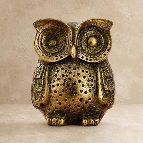 Antique Gold Metal Fat Owl