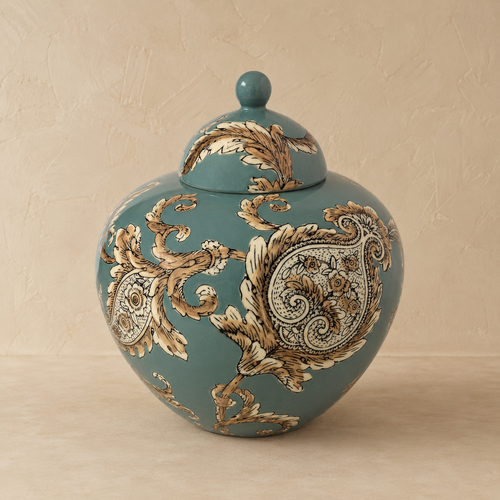 Heritage Bloom Ceramic Ginger Jar