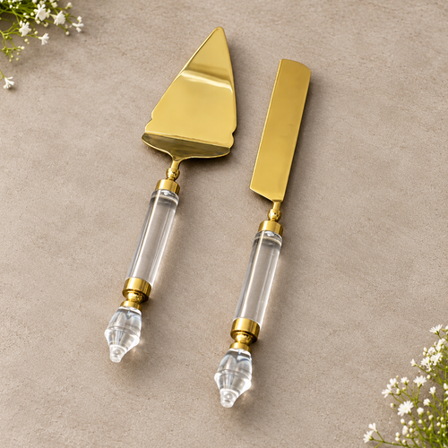 Opulent Gold Cake Server And Knife Set