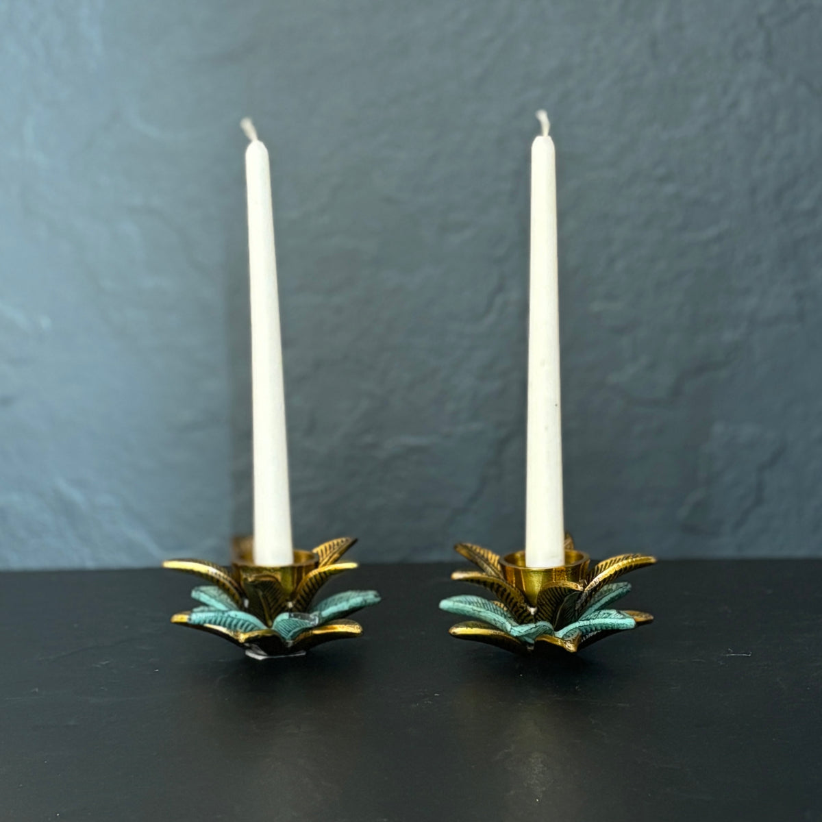 Vintage leaf T-Light Candle Holder Small – alternate angle | INARA