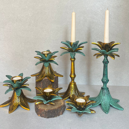 Vintage leaf T-Light Candle Holder Small – texture and finish detail | INARA