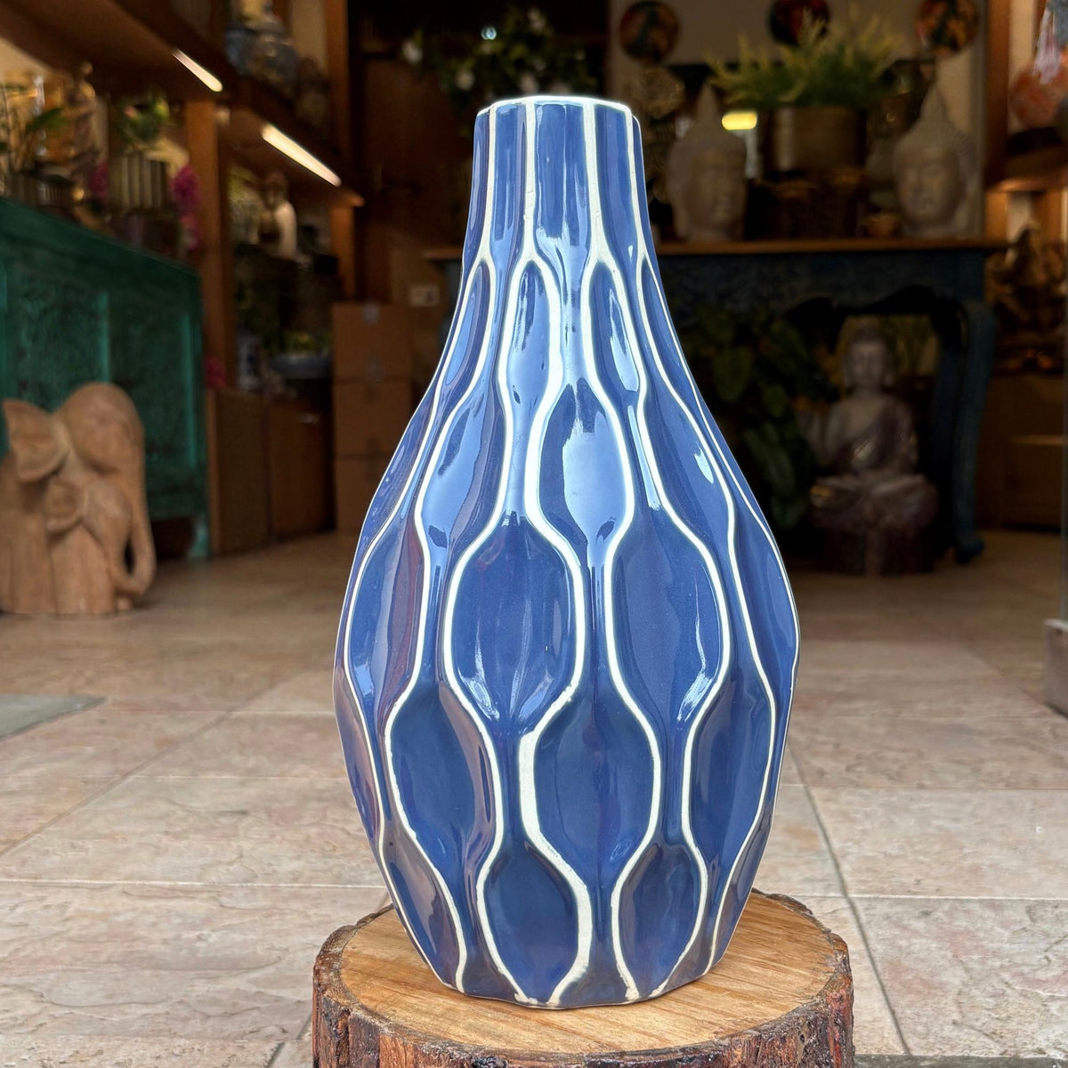 Rippled Ocean Ceramic Vase – size and scale reference | INARA
