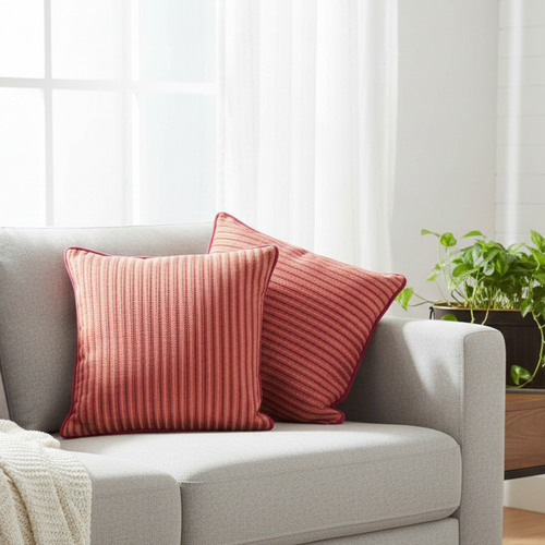 Magenta Striped Cushion Cover 16 x 16 – Add a pop of color to your sofa or bed with our Magenta Striped Cushion Cover 16 x 16 | INARA