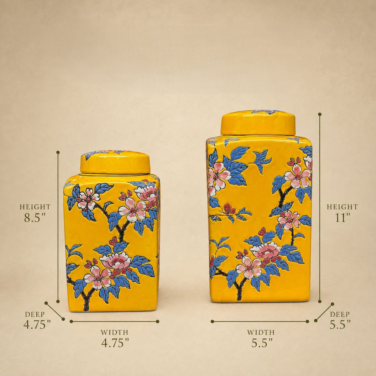 Marigold Blossom Hand-Painted Ceramic Jar – texture and finish detail | INARA