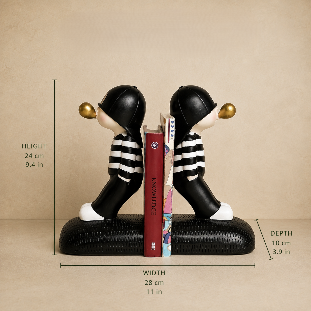 Bookend dimensions: height, width, and depth measurements