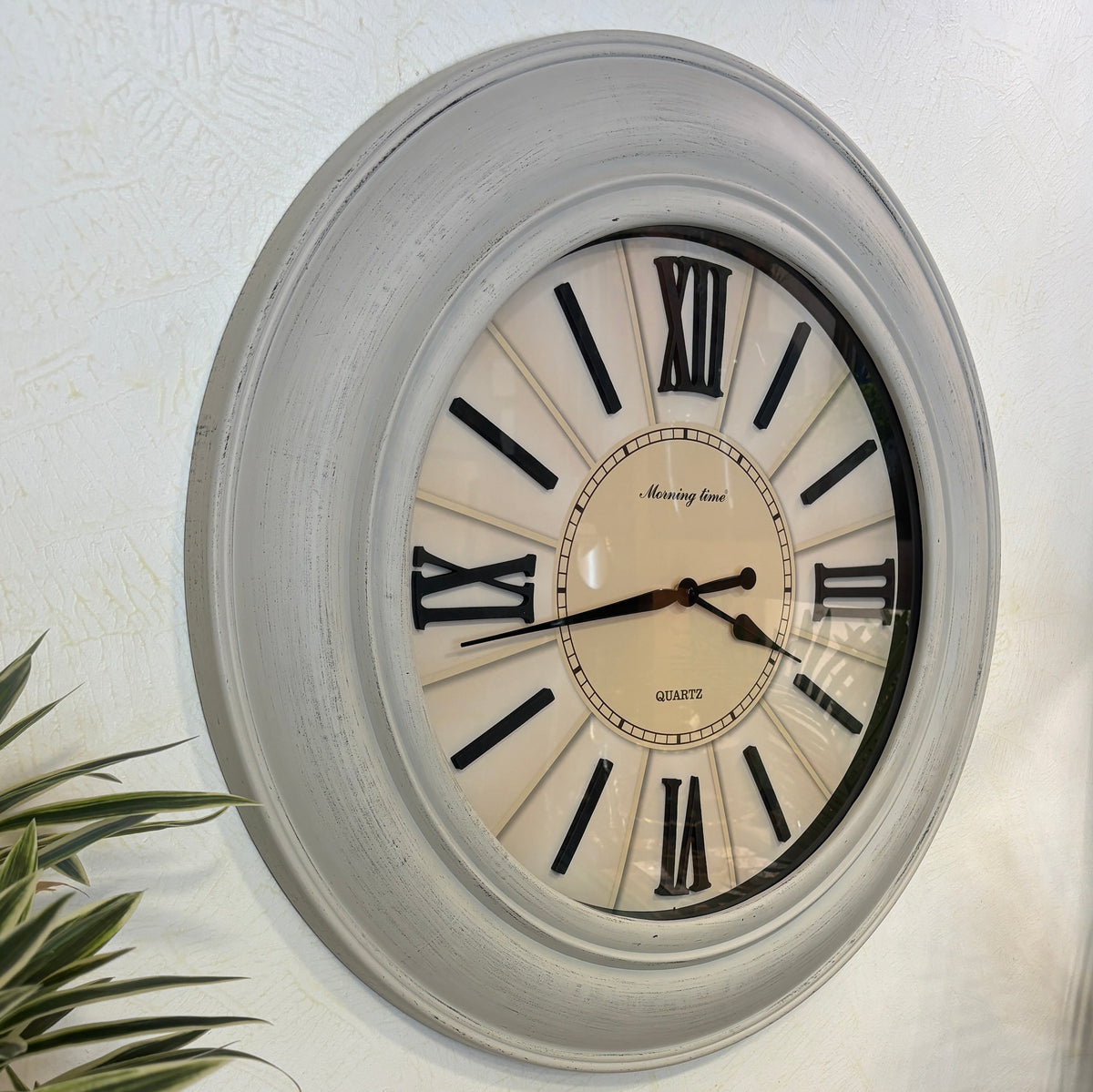 Modern White Wall Clock – alternate angle | INARA