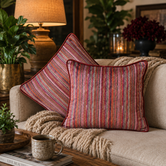 Rust Zig Zag  Velvet Cushion Cover 16 x 16