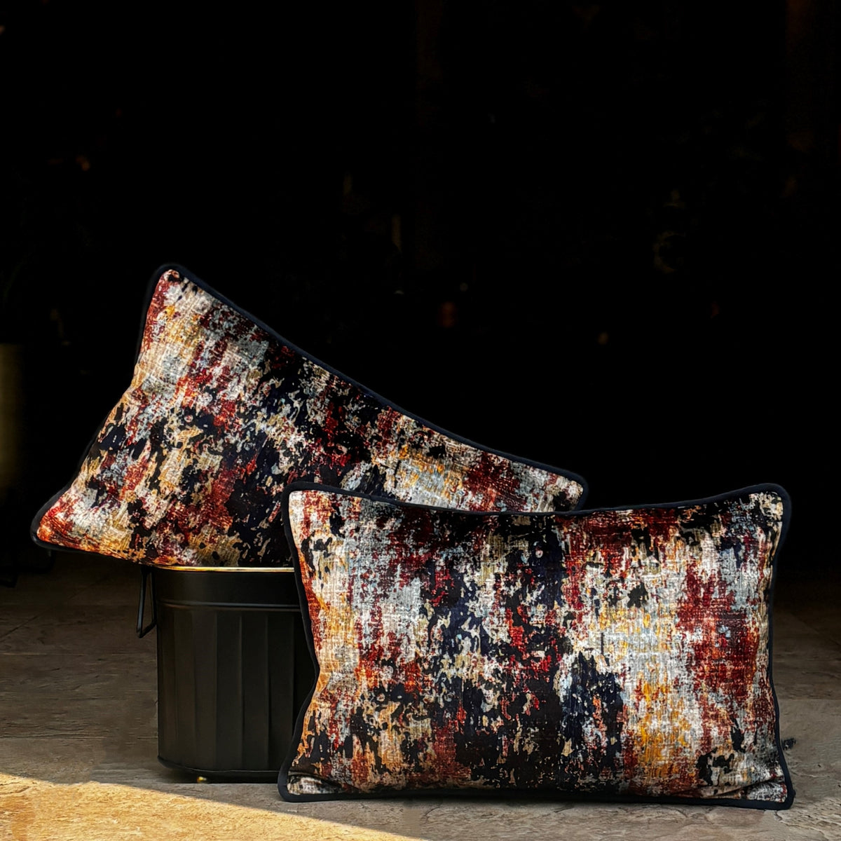Modern Multicolor  Velvet Cushion Cover 12 x 18 – texture and finish detail | INARA