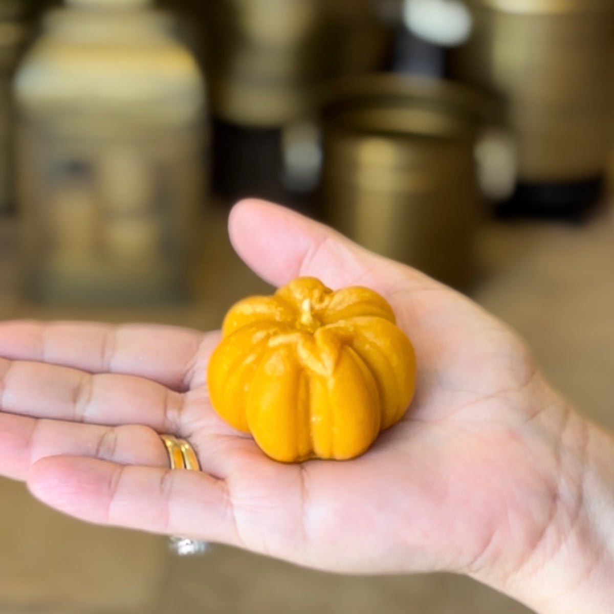 Orange Mini Pumpkin Soy Candle - Set Of 3 – alternate angle | INARA