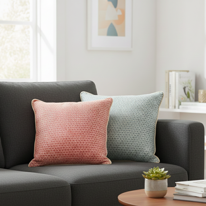 Oriana Aqua Blue Cushion Cover 16 x 16 – alternate angle | INARA