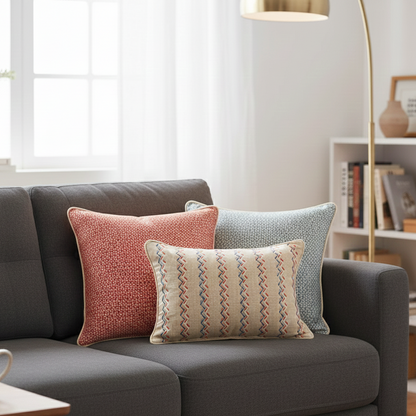 Oriana Aqua Blue Cushion Cover 16 x 16 – texture and finish detail | INARA