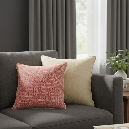 Oriana Rust Cushion Cover 16 x16 – close-up detail view | INARA