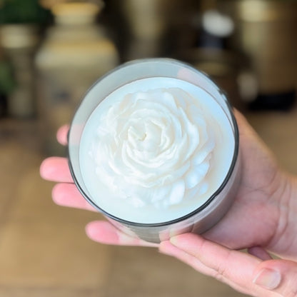 Oudh Rose Soy Candle Jar – alternate angle | INARA