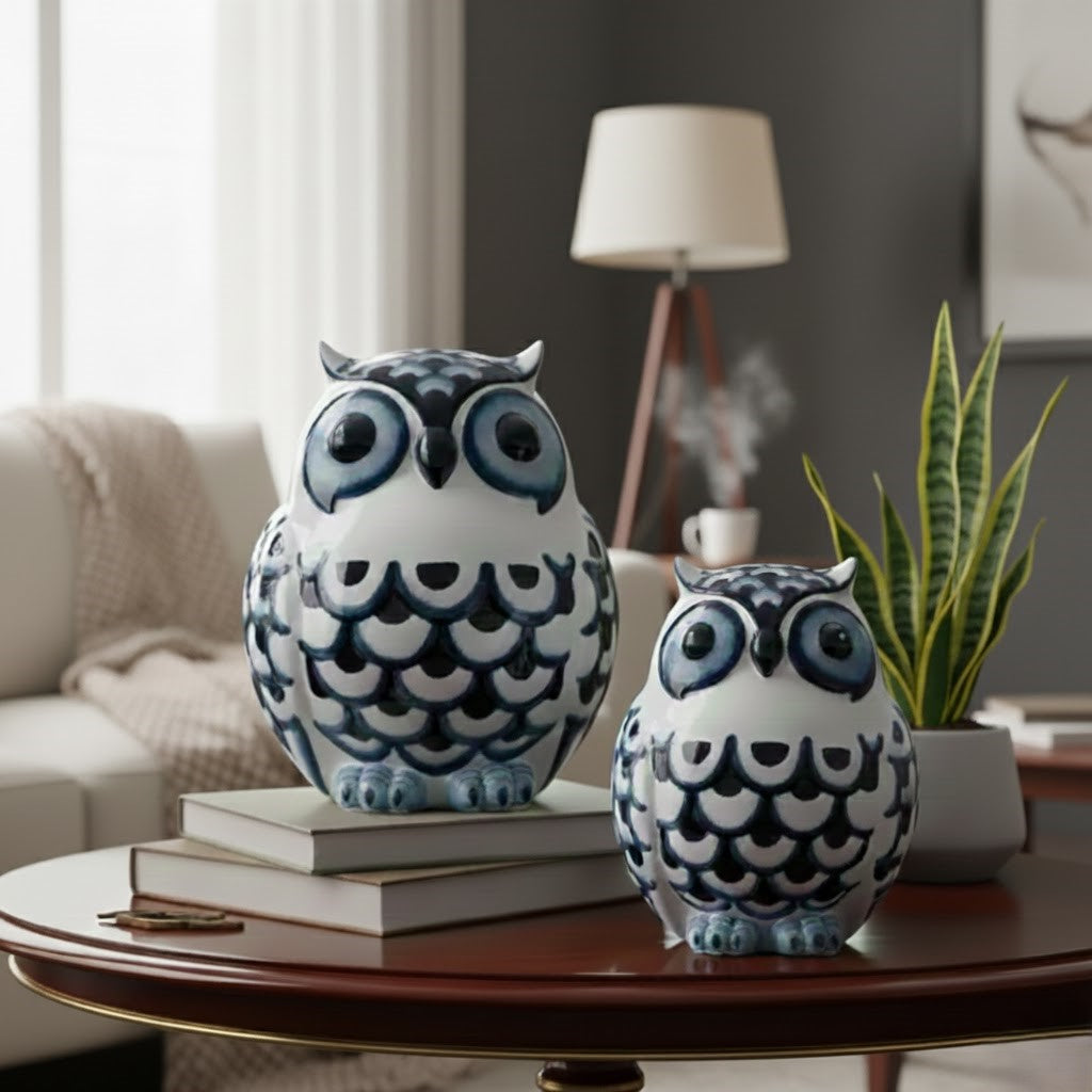 Blue And White Porcelain Wise Owl