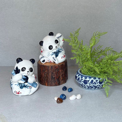 Blue & White Porcelain Panda Figurine