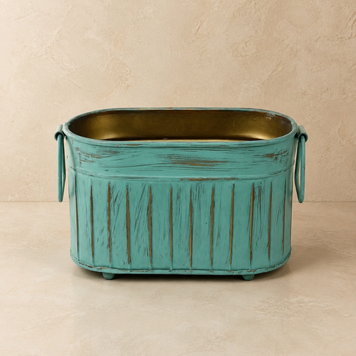 Rectangular Metal Planter Patina