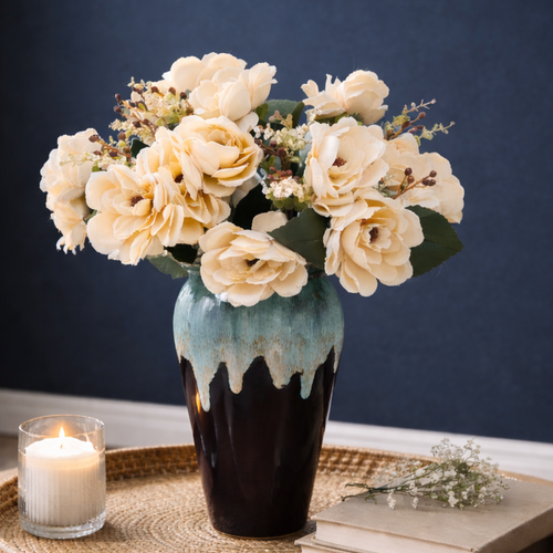 Artificial Wild Roses Flower Stem Peach – Add natural floral beauty to any space with our delicately crafted artificial wild roses flower | INARA