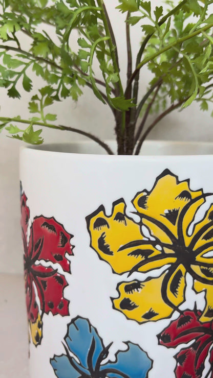 White Floral Ceramic Planter