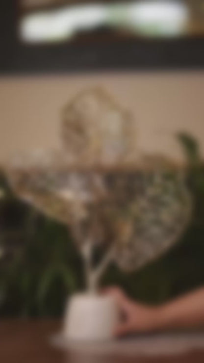 Nickel  Leaf Decor with Marble Base