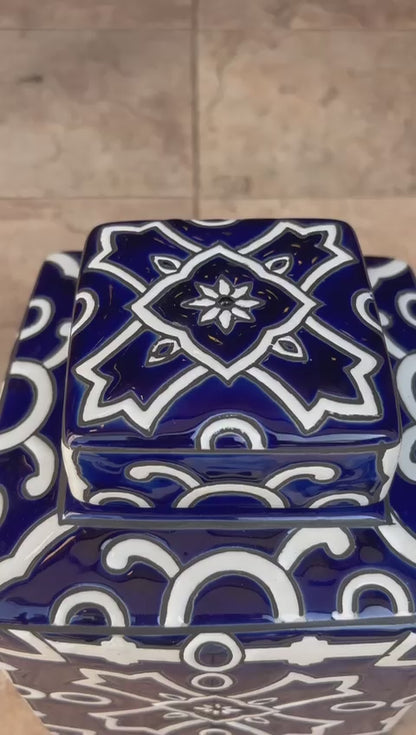 Indigo Mosaic Porcelain Jar