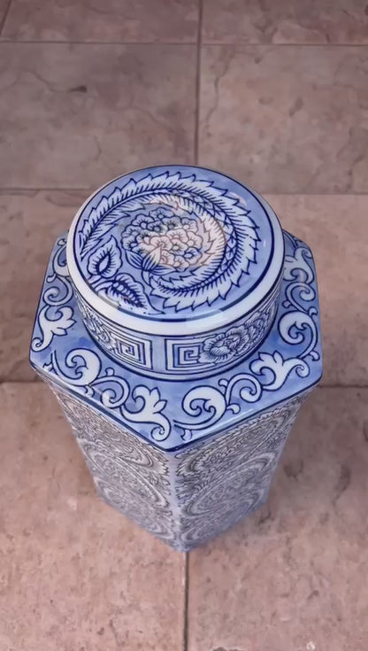 Indigo Royale Tower Porcelain Jar