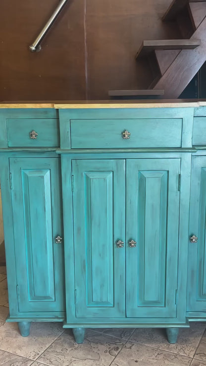 Azure Distressed Wooden Cabinet