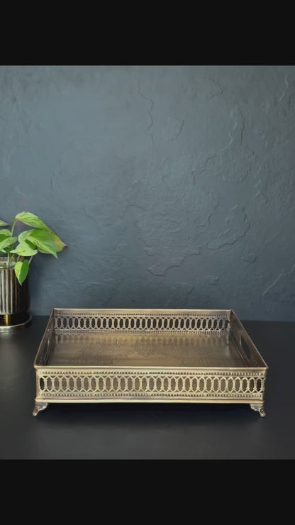 Rectangular Brass Footed Tray