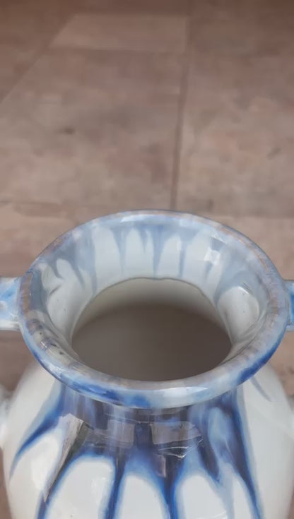 Azure Cascade Ceramic Vase